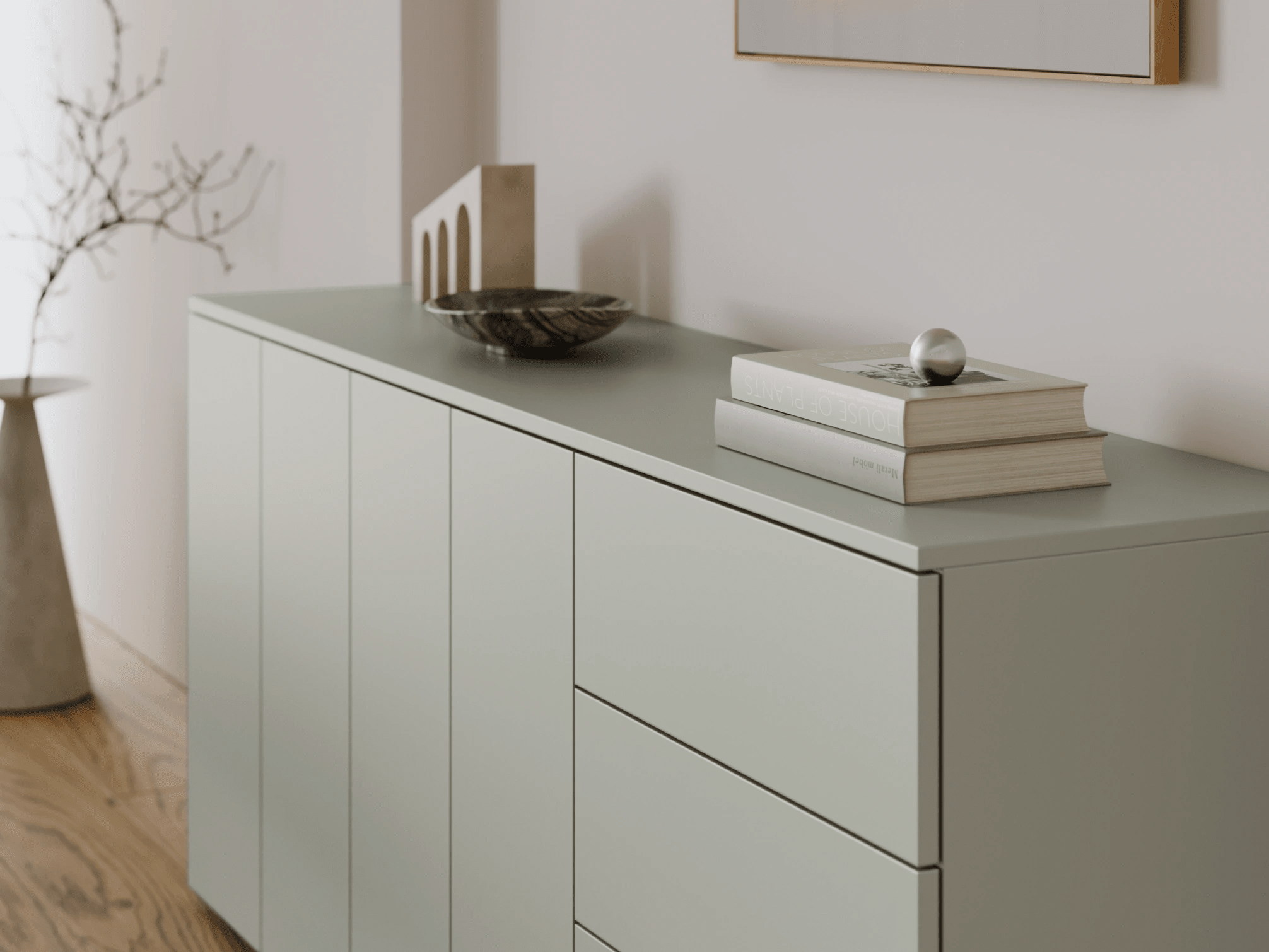 Sideboard in Grün mit Aussen Schubladen 3