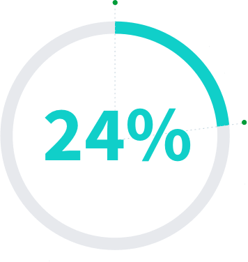 Circular progress indicator showing 24% completion in teal color.