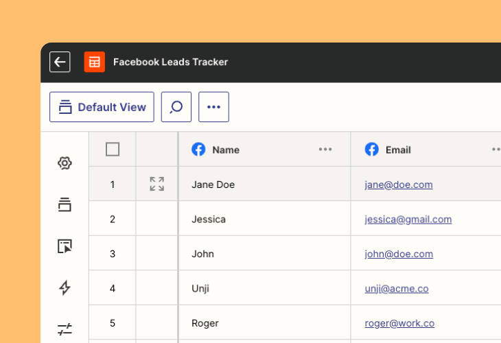Facebook lead tracker template