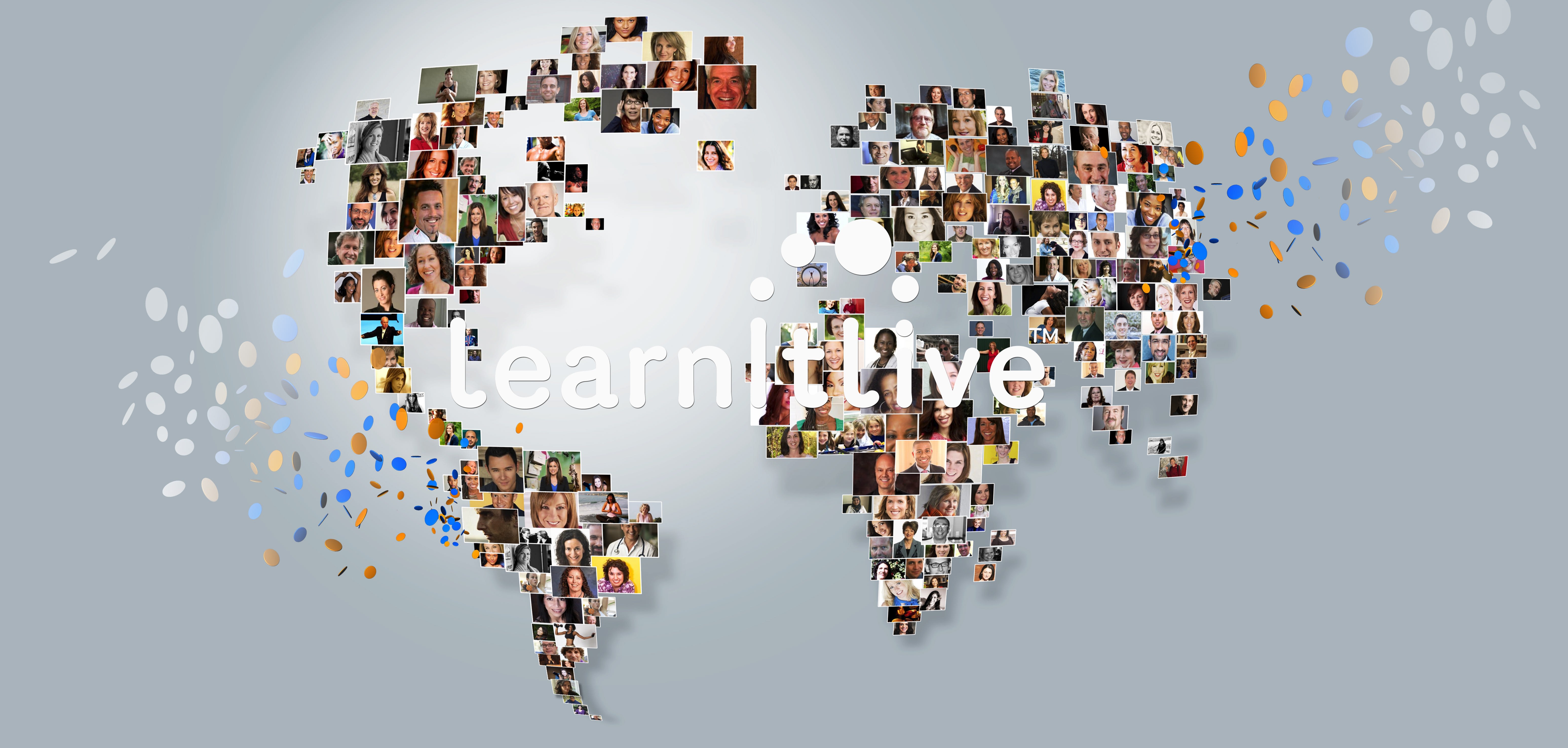 Learn it live logo over a globe with faces
