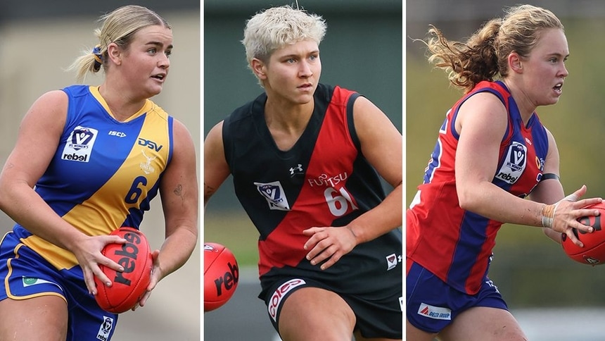 Emily Eaves, El Chaston and Ava Seton. Pictures: AFL Photos