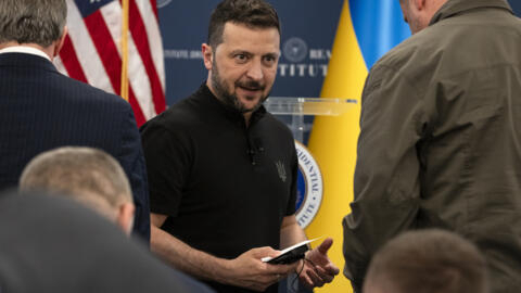 Le président ukrainien Volodymyr Zelensky avant un discours devant l'Institut Ronald Reagan à Washington en marge d'un sommet de l'Otan, le 9 juillet 2024