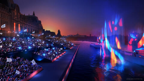 The Paris Olympics opening ceremony, shown in this mock-up illustration released by organisers, will break tradition by taking place on the River Seine. 