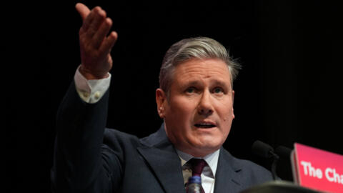 Britain's main opposition Labour Party leader Keir Starmer speaks on the third day of the Scottish Labour Party Conference in Glasgow, Scotland on February 18, 2024.