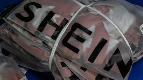 A bag of clothes bearing the signum of the cross-border fast fashion e-commerce company Shein in a garment factory in Guangzhou, China, on July 18, 2022.