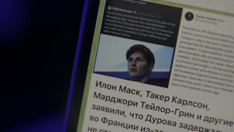 Capture d'écran d'un article relatant en russe l'arrestation du PDG de Telegram, Pavel Durov, en France.