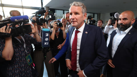 Le leader de l'AfD en Thuringe, Björn Höcke, arrive au Parlement régional à Erfurt le 1er septembre 2024.