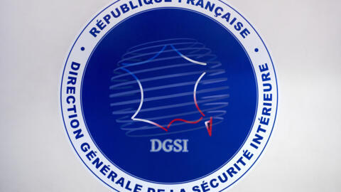 The logo of France's General Directorate for Internal Security is pictured at the DGSI headquarters in Levallois-Perret, west of Paris, on July 13, 2018.