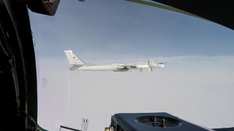 [File photo] This handout video grab released by the Russian Defence Ministry on February 19, 2022, shows a Russian Tupolev Tu-95MS bomber aircraft in flight during a military exercise.