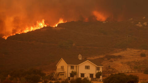 Les flammes de l'incendie "Airport Fire", près de Lake Elsinore en Californie, le 10 septembre 2024