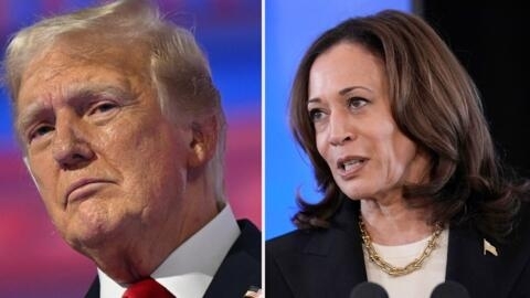 Former US president and presidential candidate Donald Trump. Vice President Kamala Harris.