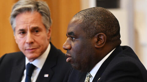 Le ministre britannique des Affaires étrangères David Lammy et le secrétaire d'État américain Antony Blinken participent à une réunion à Kiev le 11 septembre 2024.