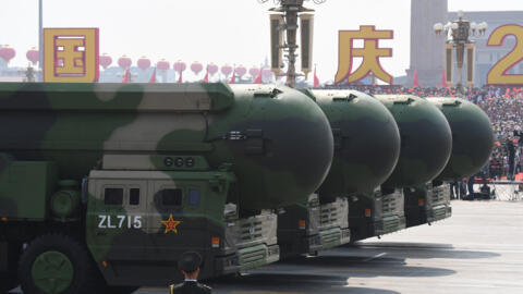 This file photo taken on October 1, 2019 shows China's DF-41 nuclear-capable intercontinental ballistic missiles during a military parade.