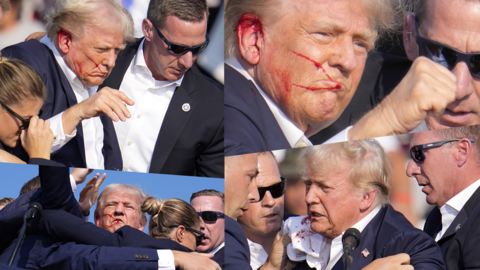 Plusieurs des images de Donald Trump après la tentative ratée d'assassinat dont il a été la cible.