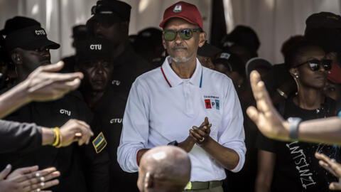 File photo: Rwandan President Paul Kagame arrives at his final campaign rally in Kigali on July 13, 2024, ahead of the Rwandan general election.