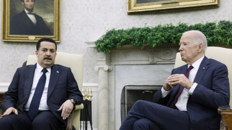 الرئيس الأميركي جو بايدن يلتقي رئيس وزراء العراق محمد شياع السوداني في البيت الأبيض بواشنطن 15/04/2024