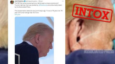 Un influenceur prétend, en s’appuyant sur une photo publiée le 28 juillet 2024, que Donald Trump n'a pas été blessé à l'oreille lors de sa tentative d'assassinat. Le FBI a confirmé que l'ancien président avait été blessé par balle.