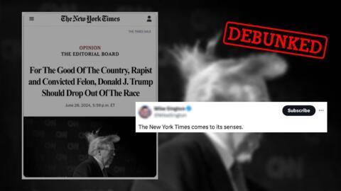 Social media users have wrongly claimed that the New York Times published an article urging Donald Trump to withdraw from the presidential race.