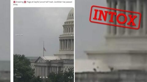 Plusieurs internautes prétendent que Joe Biden serait décédé, en témoignerait le 22 juillet 2024 une photographie d'un drapeau en berne devant le Capitole. Il s'agit en fait du protocole mis en oeuvre pour la mort d'une représentante démocrate.