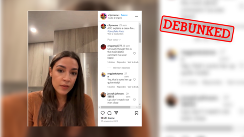 A digitally altered clip posted on X on June 10, 2024 went viral on social media, with users claiming it shows US congresswoman Alexandra Ocasio-Cortez saying that a ceasefire is like if somebody “sees a fire.”