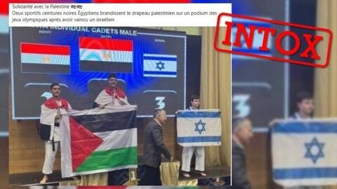 Des sportifs égyptiens auraient brandi le drapeau palestinien sur le podium pendant les JO, ainsi que le montrerait une photo publiée le 29 juillet 2024. Cette photo date de 2022.