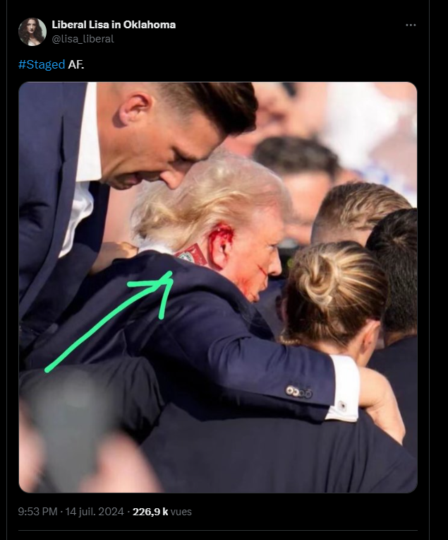 A pro-Democratic social media user, who claims that the assassination attempt on Trump was staged, posted a photo of a packet of ketchup tucked into the neckline of Trump’s suit. However, it turns out that the photo was doctored.