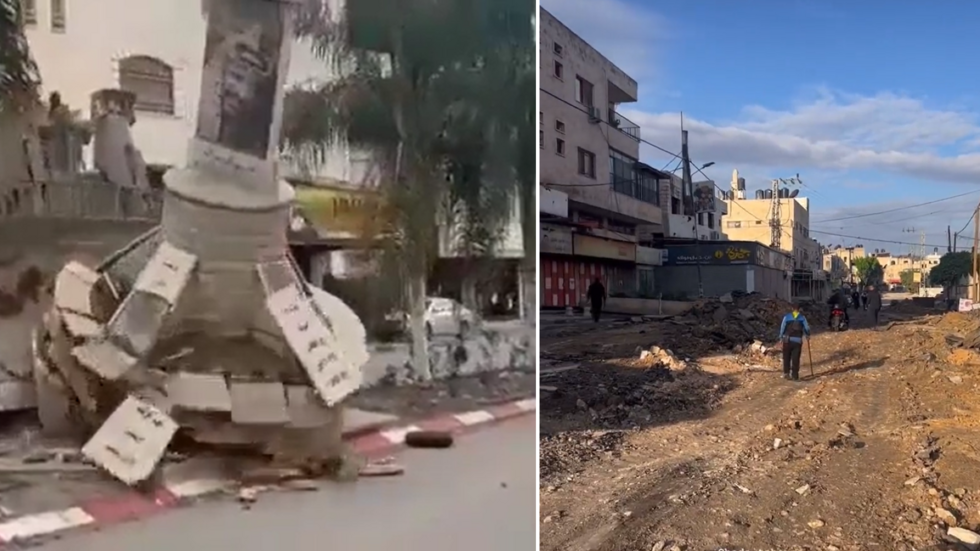 Israel has been accused of bulldozing Palestinian symbols during its incursions into the West Bank.