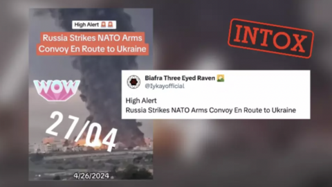 Social media accounts were wrong when they claimed that this video they shared on April 26, 2024 shows the consequences of a Russian air strike on a NATO convoy. This video was taken out of context.