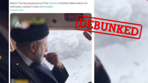 A video published on May 19, 2024, claims to show President Ebrahim Raisi's last appearance before his helicopter crash. The video in fact shows the Iranian president on a visit to a dam in January 2024.