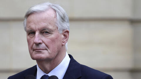 Tân thủ tướng Pháp Michel Barnier trong lễ bàn giao tại điện Matignon, Paris, ngày 05/09/2024.