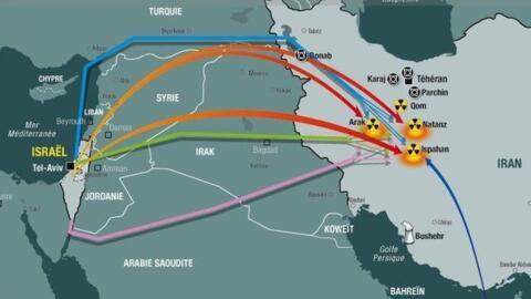 نقشه ایران و اسرائیل و اهداف احتمالی دو کشور، درصورتی که درگیری میان دو کشور رخ دهد.