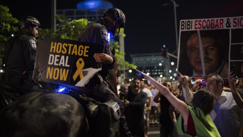 Protesto contra Benjamin Netanyahu em Tel Aviv, em 20 de julho de 2024