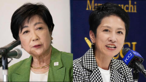 Nữ thống đốc Tokyo mãn nhiệm Yuriko Koike (T) và bà Renho là hai ứng viên cho cuộc bầu cử thống đốc thủ đô Nhật Bản, ngày 07/07/2024. 