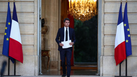 Gabriel Attal à Matignon lors de l'annonce de sa future démission, le 7 juillet 2024.