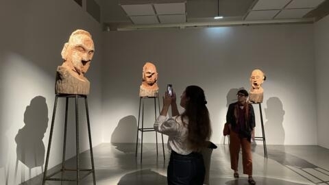 "Gueules cassées" (broken faces) by artist Kader Attia at the Moco in Montpellier on 21 June, 2024.