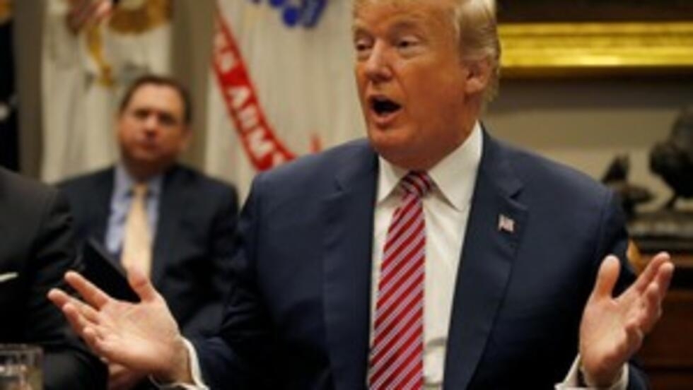 U.S. President Donald Trump talks about gun safety in schools during a meeting with local and state officials about improving school safety at the White House in Washington, U.S., February 22, 2018.