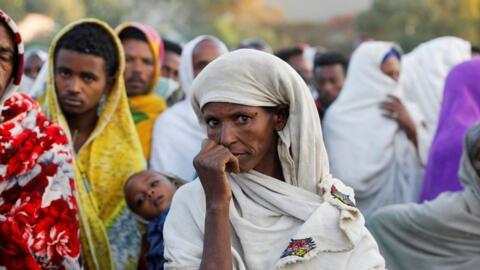 Refugees in a camp for displaced persons in Shire, northern Tigray.