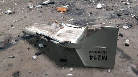 Уламки іранського безпілотника Shahed, який у РФ маркували як "Герань-2", збитого поблизу Куп’янська, Україна.