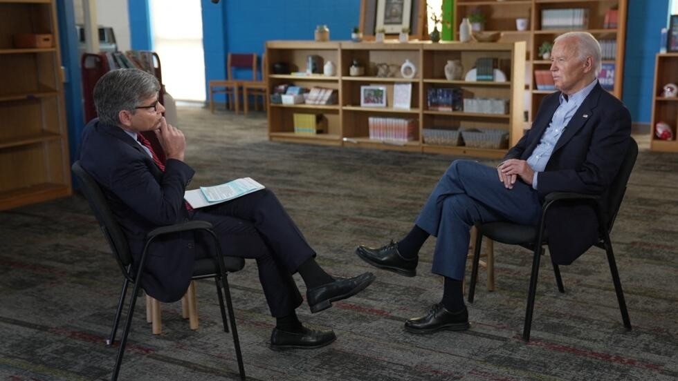 Le président américain Joe Biden lors de son interview sur lachaîne ABC à Madison, dans le Wisconsin, le 5 juillet 2024.