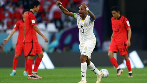 Le capitaine de l'équipe du Ghana, André Ayew, lors d'une victoire 3-2 face à la Corée du Sud, à la Coupe du monde 2022.