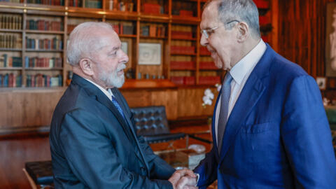 巴西总统卢拉-达席尔瓦在阿尔沃拉达宫会见俄罗斯外长谢尔盖-拉夫罗夫。2024年2月22日巴西利亚。