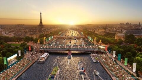 تصویری ساخته شده از افتتاحیه المپیک پاریس روی رود سن.