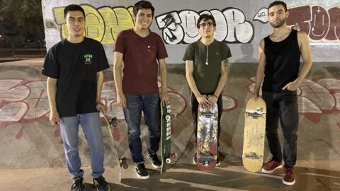 Julian Ojeda Kazama, Markos Capiz, Ricardo Castaños Quiroz e Isidro Campos Parra en San Luis Skate Park. Sonora, México.