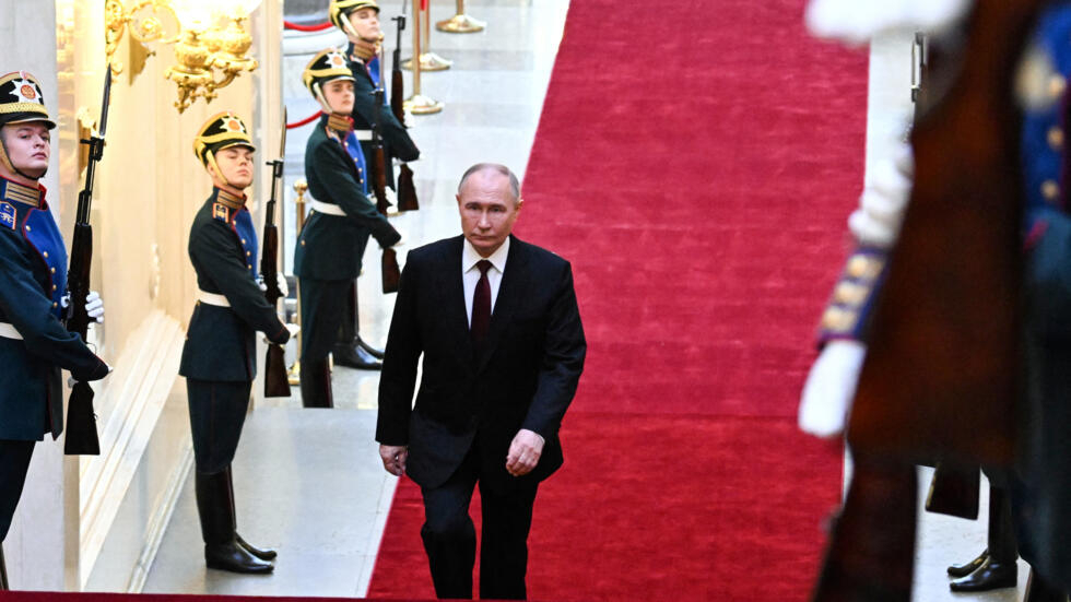 Le président russe Vladimir Poutine pour son investiture après sa réélection pour un cinquième mandat. Le 7 mai 2024, à Moscou.