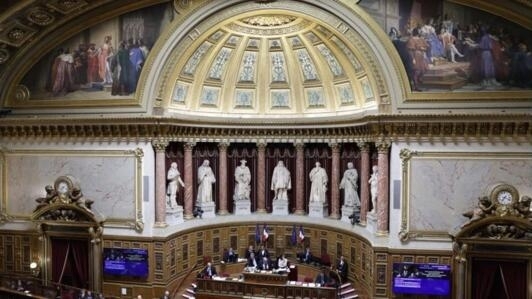 Plenul Senatului francez, în momentul votului pentru înscrierea avortului în Constitutie, 28 februarie 2024.