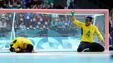 Leomon Moreno e André Dantas, do Brasil, na partida contra a China pelo bronze paralímpico.