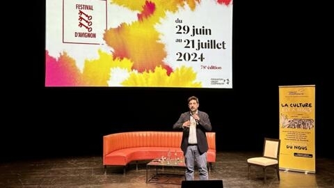 Tiago Rodrigues, director of the Avignon Theatre Festival, presenting the programme to the press on 5 April, 2024.