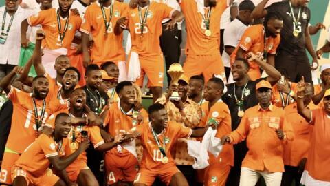 All the president's men. Cote d'Ivoire leader Alassane Outtara was photographed among the initial celebrations of the Cote d'Ivoire football team following their 2-1 victory over Nigeria to claim the 2023 Africa Cup of Nations.