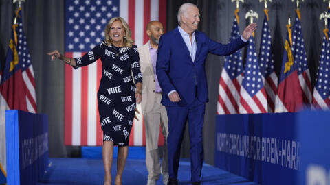 Election 2024 BidenPresident Joe Biden, right, and first lady Jill Biden walk to the stage to speak at a campaign rally, Friday, June 28, 2024, in Raleigh, N.C. (AP Photo/Evan Vucci)