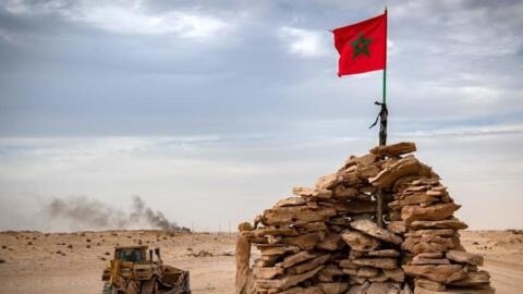 A Moroccan flag in the Western Sahara desert, in a file photo taken on 23 November 2020.